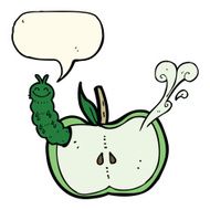 cartoon apple with bug speech bubble N23