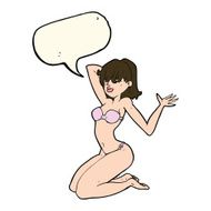 cartoon sexy bikini girl with speech bubble N7