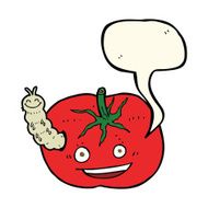 cartoon tomato with bug speech bubble N4