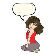 cartoon woman posing with speech bubble N19