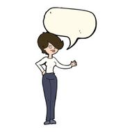 cartoon woman waving with speech bubble N252