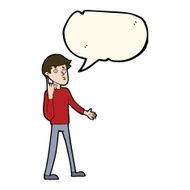cartoon man asking question with speech bubble N34