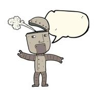 cartoon funny robot with speech bubble N55