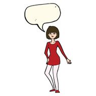 cartoon woman in dress with speech bubble N28