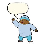 cartoon man in hat waving with speech bubble N8