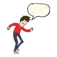 cartoon happy man dancing with speech bubble N28