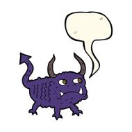 cartoon little demon with speech bubble N19