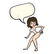 cartoon woman in bikini with speech bubble N38