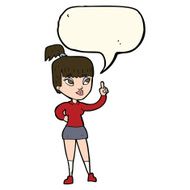 cartoon attractive girl with idea speech bubble N7