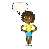 cartoon woman with hands on hips speech bubble N160