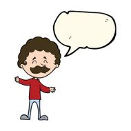 cartoon happy man with mustache speech bubble N7