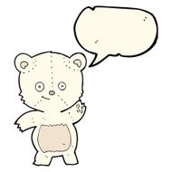 cartoon waving polar bear with speech bubble N41