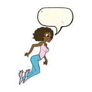 cartoon flying woman with speech bubble N8