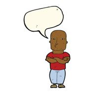 cartoon tough guy with speech bubble N8