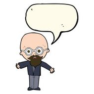 cartoon genius scientist with speech bubble N7