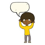 cartoon startled boy with speech bubble N21