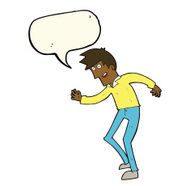 cartoon happy man dancing with speech bubble N29