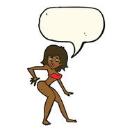 cartoon woman in bikini with speech bubble N39