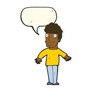 cartoon worried man with speech bubble N73
