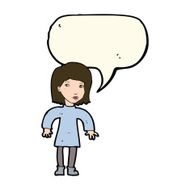 cartoon cautious woman with speech bubble N7