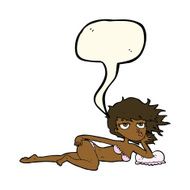 cartoon woman posing in underwear with speech bubble N8
