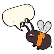 cartoon frightened bee with speech bubble N8