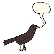 cartoon crow with speech bubble N10