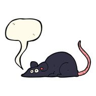 cartoon black rat with speech bubble N6