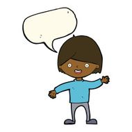 cartoon waving boy with speech bubble N14