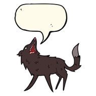 cartoon snapping wolf with speech bubble N4