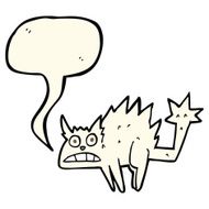 cartoon frightened cat with speech bubble N18