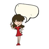 cartoon girl making point with speech bubble N7