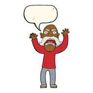 cartoon angry old man with speech bubble N102