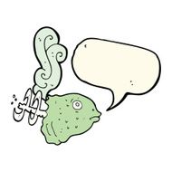 cartoon smelly old fish head with speech bubble N4