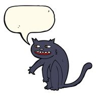 cartoon black cat with speech bubble N23