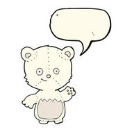 cartoon little polar bear waving with speech bubble N4