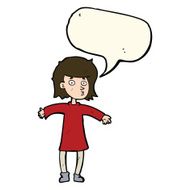 cartoon nervous woman with speech bubble N20