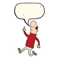 cartoon bald man with idea speech bubble N15