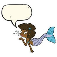 cartoon mermaid blowing kiss with speech bubble N8