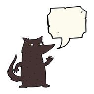 cartoon wolf waving with speech bubble N4