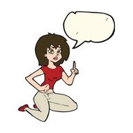 cartoon sitting woman with idea speech bubble N7