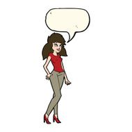 cartoon pretty woman with speech bubble N187