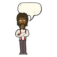 cartoon long mustache man with folded arms speech bubble N8