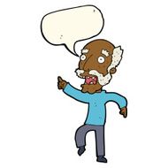 cartoon frightened old man with speech bubble N27