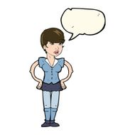 cartoon woman with hands on hips speech bubble N161