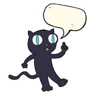 cartoon black cat with idea speech bubble N4