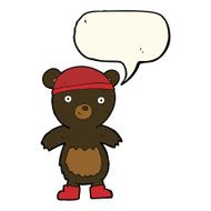 cartoon cute black bear with speech bubble N42
