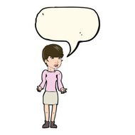 cartoon confused woman with speech bubble N61