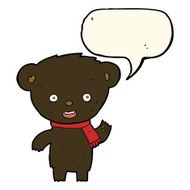 cartoon cute black bear with speech bubble N43