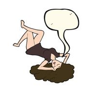 cartoon woman lying on floor with speech bubble N15